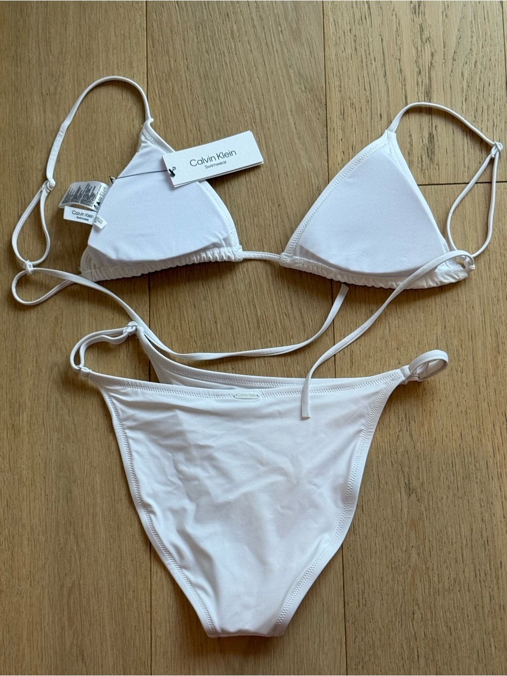 Calvin Klein White Triangle Bikini Set NWT Top M Bottom XL Mix Match Swimwear - Picture 2 of 4